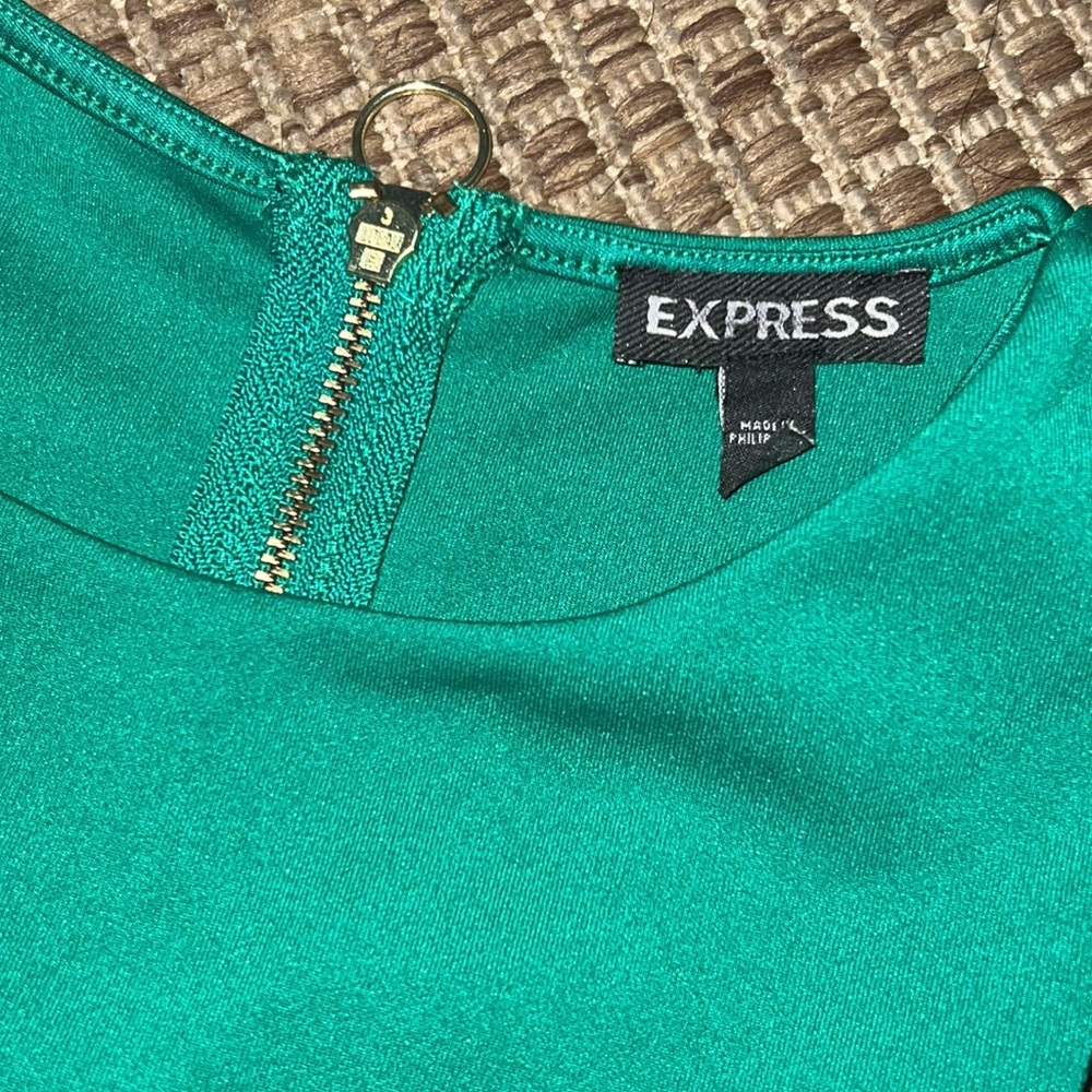 Express Classy Green Crop top With Gold Zipper - Picture 3 of 5